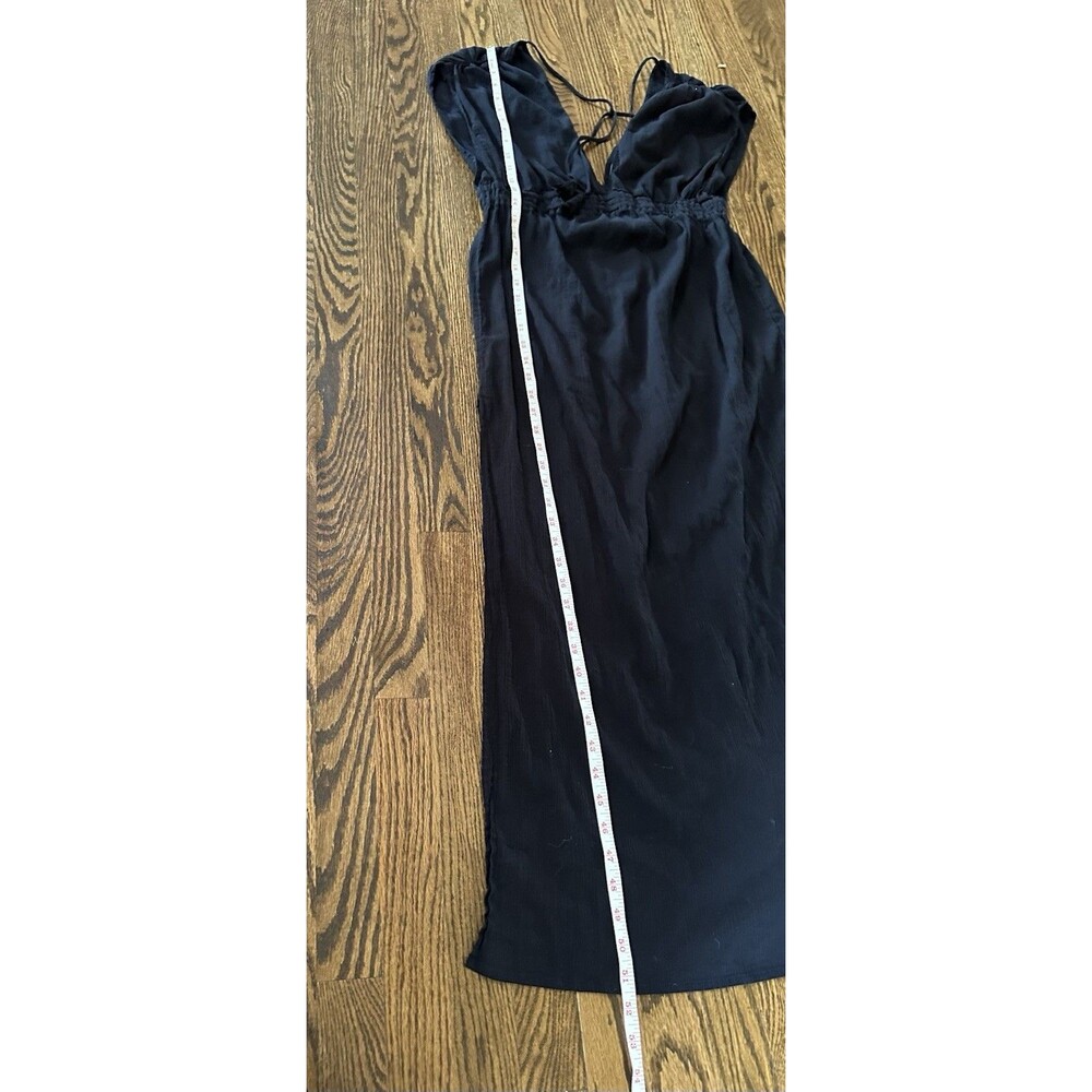 Kona Sol Sz Medium Gauzy Black 100% Cotton Dress Back Tie Swimsuit Coverup Beach - Picture 9 of 10